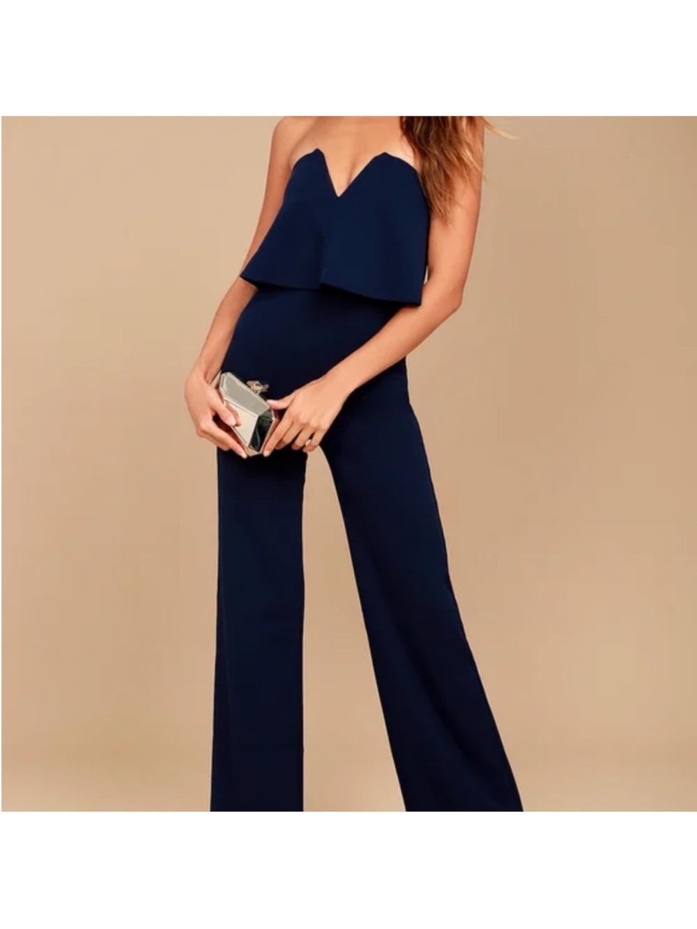 Lulu’s Navy V Neck Jumpsuit